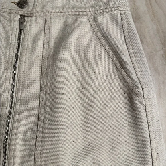 Isabel Marant Cream Front Zip Mini Skirt a line zipper chore denim S M - Picture 2 of 5